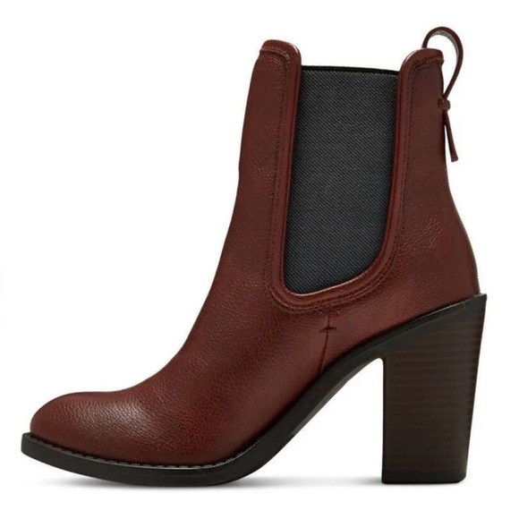 🆕 Merona Charli Red Brown Pull On Chelsea Ankle Boots with Block Heel, Size 6 - Picture 5 of 13